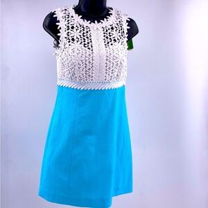 Lilly Pulitzer Breakers Shift Dress Blue Embroidery